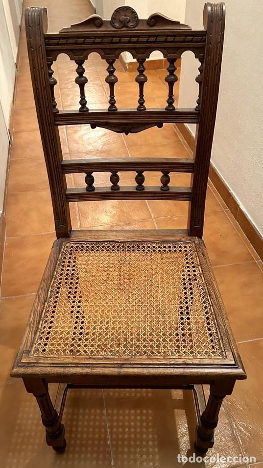 Antig&uuml;edades: SILLA DE ROBLE Y RAT&Aacute;N ANTIGUA - Foto 1
