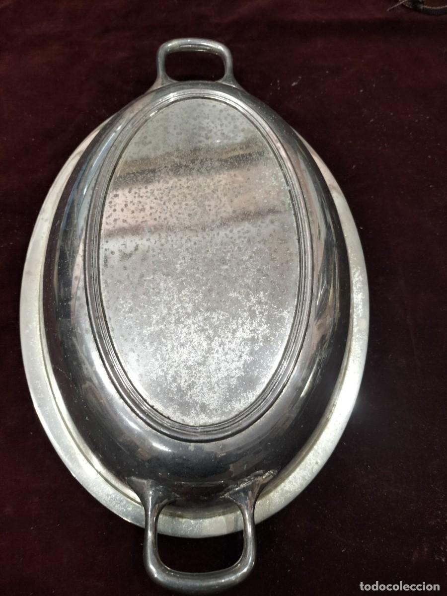 Antig&uuml;edades: Bandeja ovalada plateada con asas - Foto 5