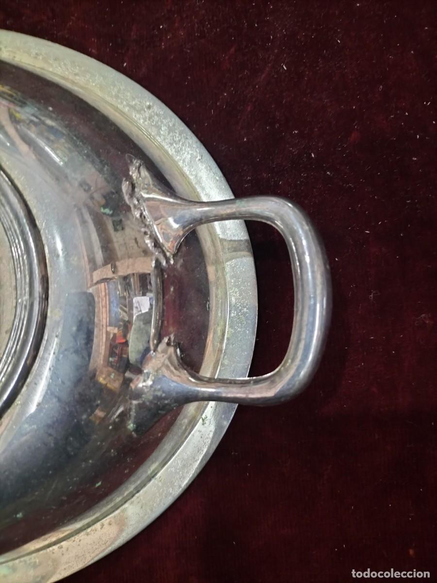 Antig&uuml;edades: Bandeja ovalada plateada con asas - Foto 6
