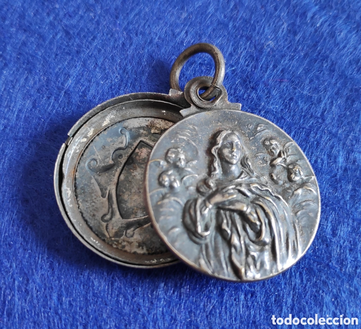 Antig&uuml;edades: ⚜️ ANTIGUA MEDALLA GUARDAPELO EN PLATA - Foto 3