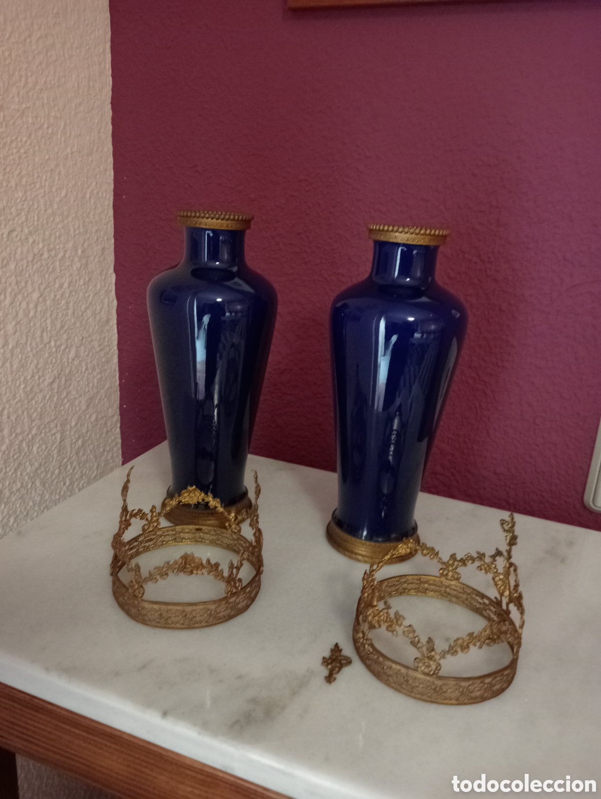 Antig&uuml;edades: Preciosa pareja de Jarrones de S&egrave;vres - Foto 3