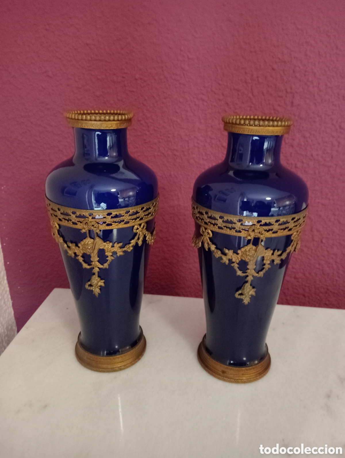 Antig&uuml;edades: Preciosa pareja de Jarrones de S&egrave;vres - Foto 2