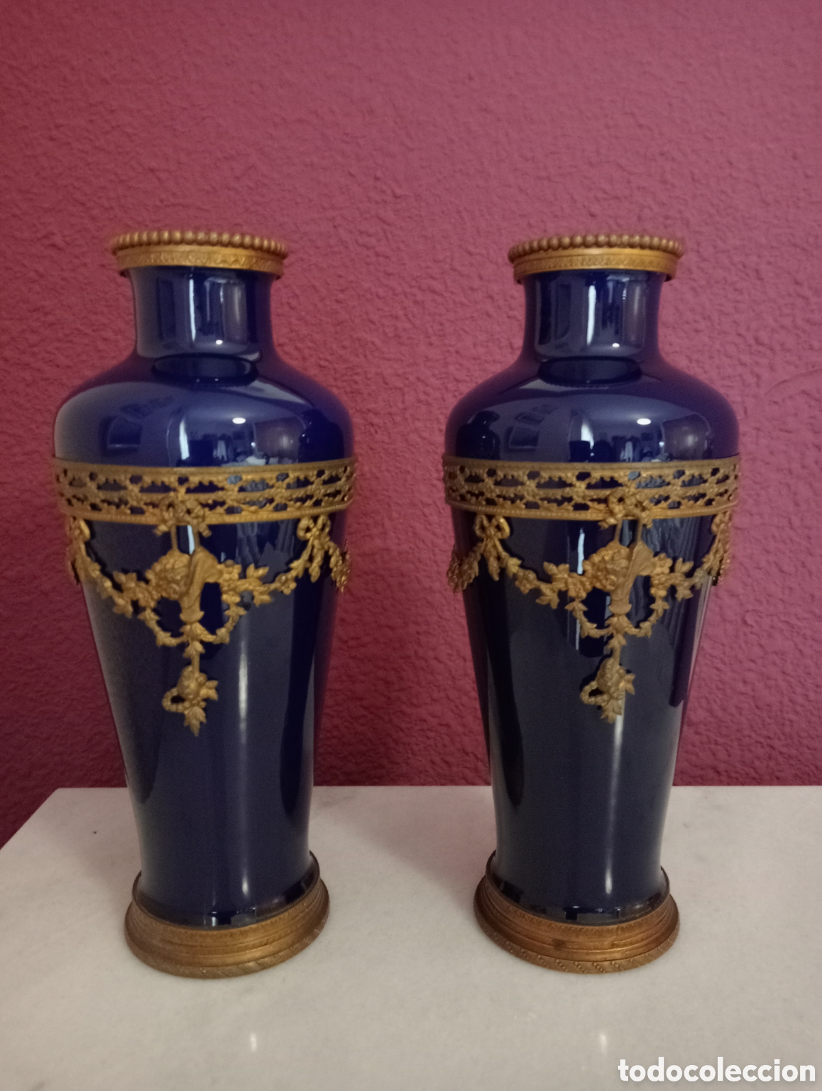 Antig&uuml;edades: Preciosa pareja de Jarrones de S&egrave;vres - Foto 1