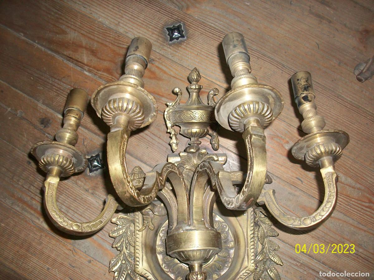 Antig&uuml;edades: ANTIGUO Y GRAN APLIQUE DE BRONCE-4 LUCES - Foto 2