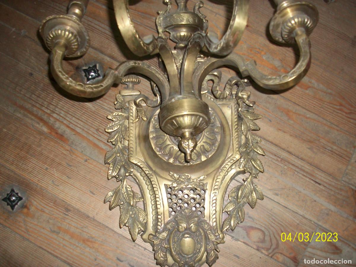 Antig&uuml;edades: ANTIGUO Y GRAN APLIQUE DE BRONCE-4 LUCES - Foto 3