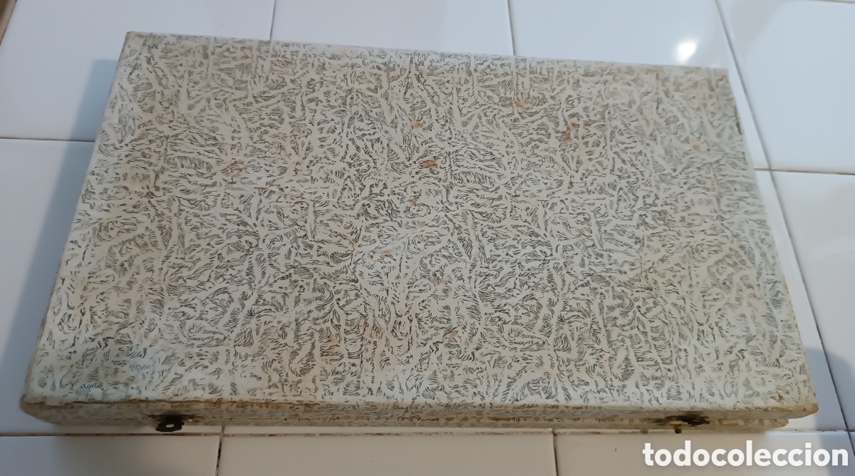 Antig&uuml;edades: CAJA ESTUCHE servicio de postre, ba&ntilde;ado en PLATA. - Foto 2