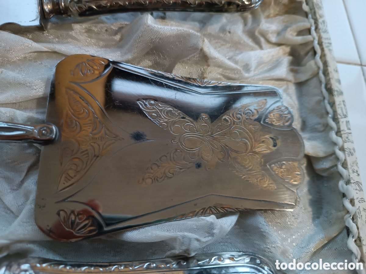 Antig&uuml;edades: CAJA ESTUCHE servicio de postre, ba&ntilde;ado en PLATA. - Foto 7