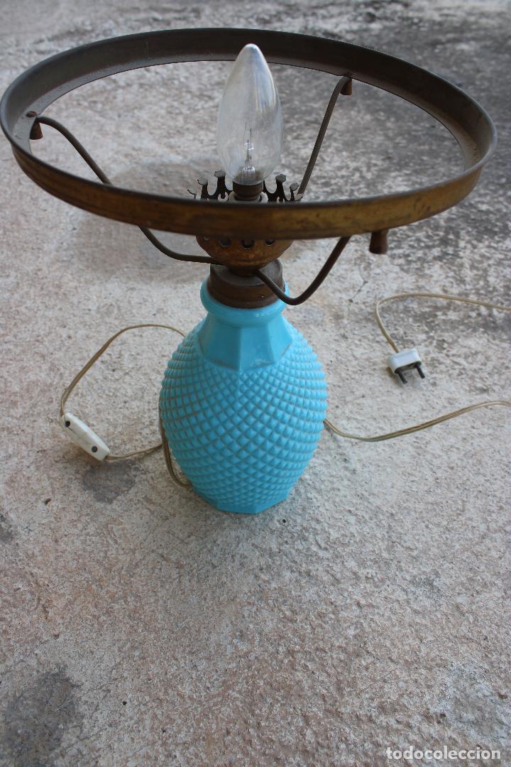 Antig&uuml;edades: lampara quinque de opalina azul - Foto 2