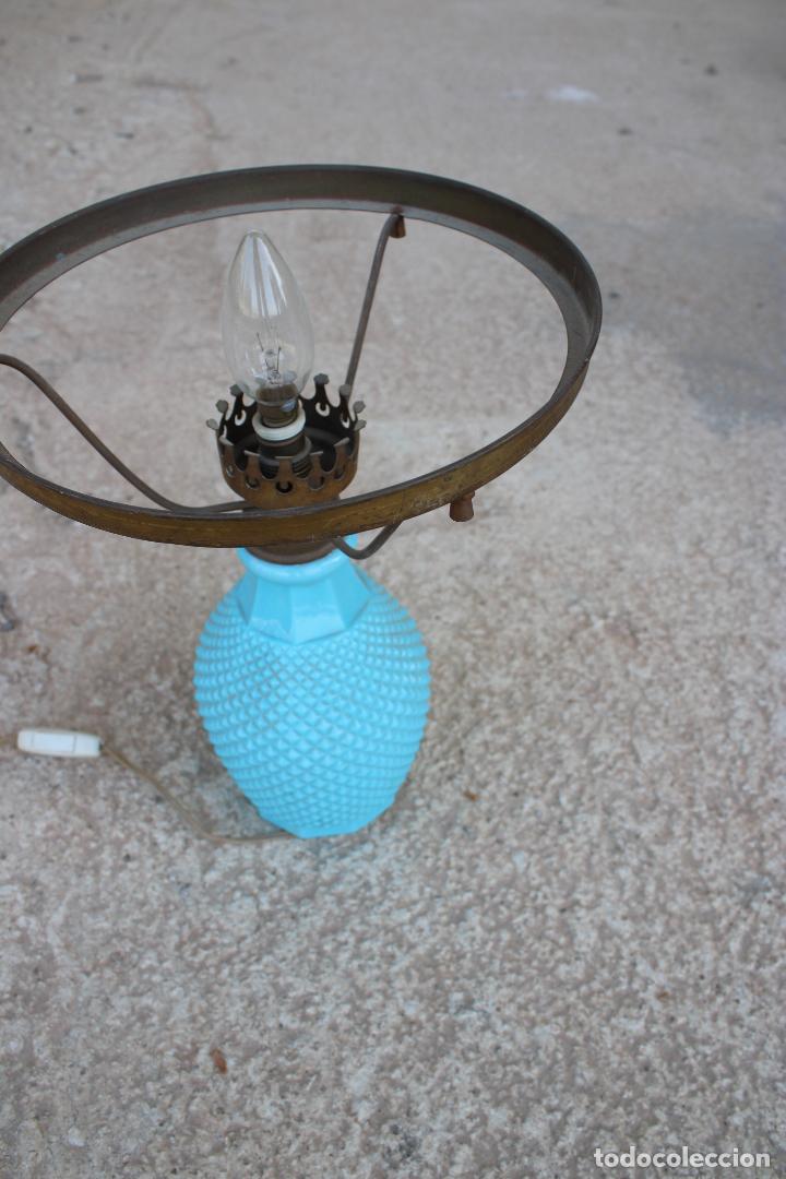 Antig&uuml;edades: lampara quinque de opalina azul - Foto 3