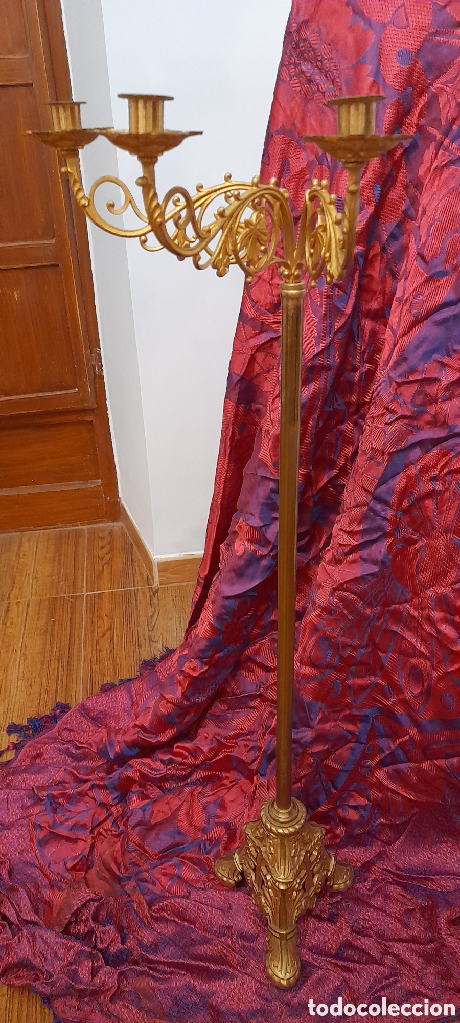 Antig&uuml;edades: Candelabro para velas iglesia para altar - Foto 2