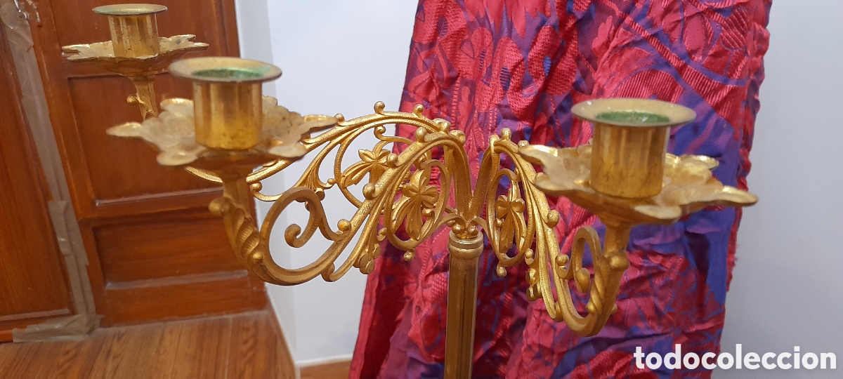 Antig&uuml;edades: Candelabro para velas iglesia para altar - Foto 3