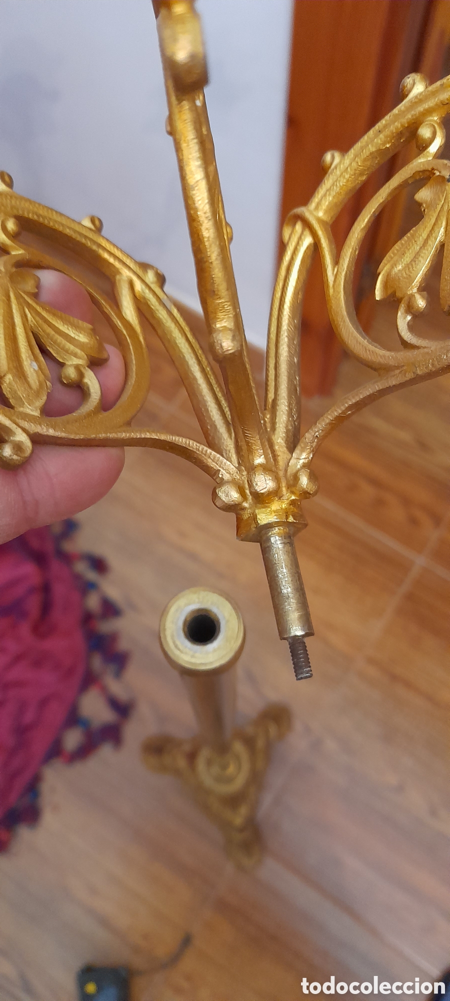 Antig&uuml;edades: Candelabro para velas iglesia para altar - Foto 9