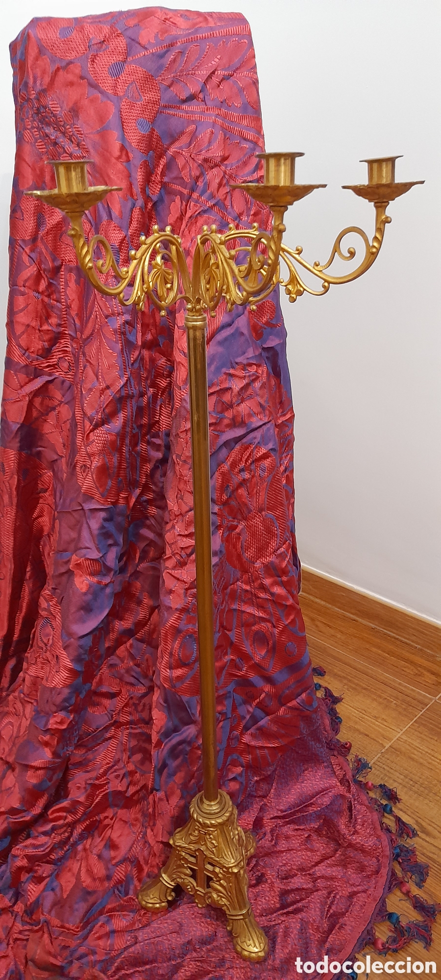 Antig&uuml;edades: Candelabro para velas iglesia para altar - Foto 1