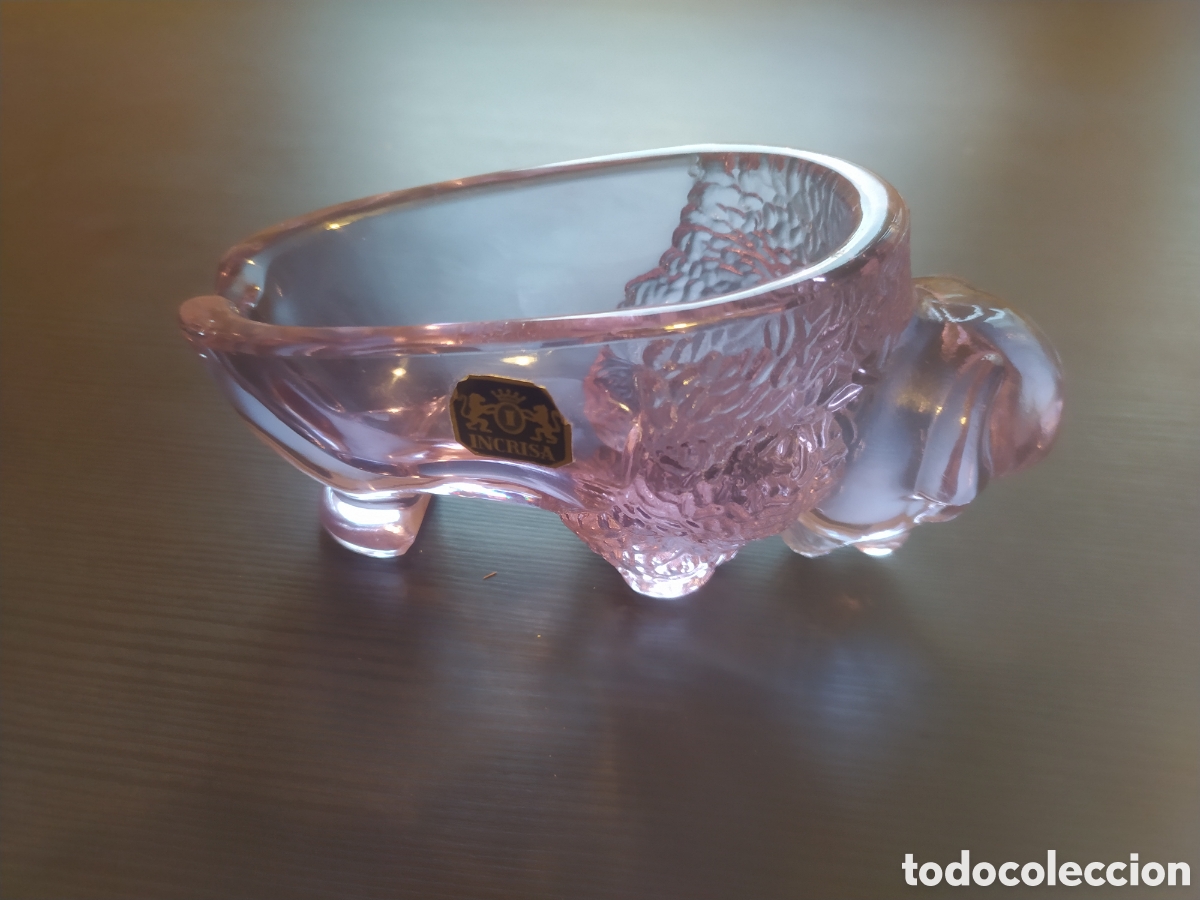 Antig&uuml;edades: Cenicero de cristal bisonte incrisa - Foto 1