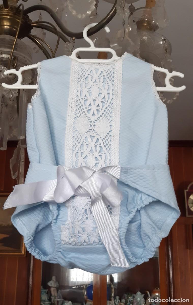 Antig&uuml;edades: BONITO PELELE CELESTE CON ENCAJE PARA BEB&Eacute; DE 0 MESES. - Foto 1