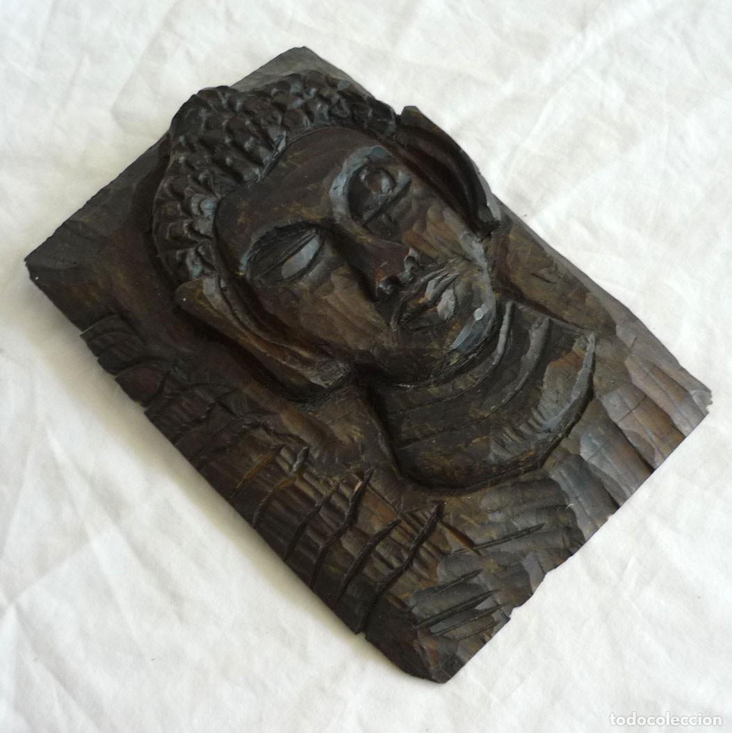 Antig&uuml;edades: Talla rostro de mujer en madera - Foto 1