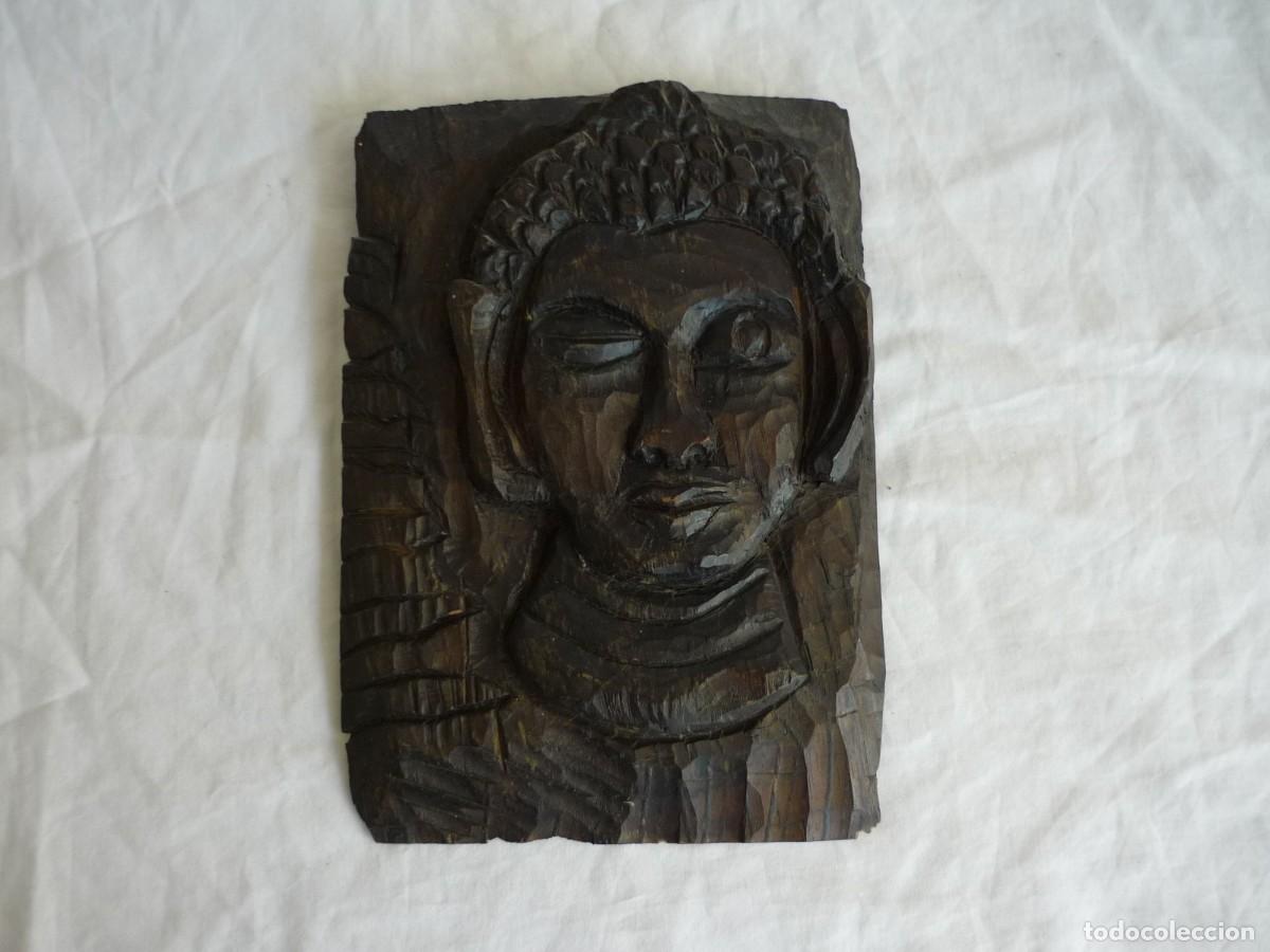 Antig&uuml;edades: Talla rostro de mujer en madera - Foto 2