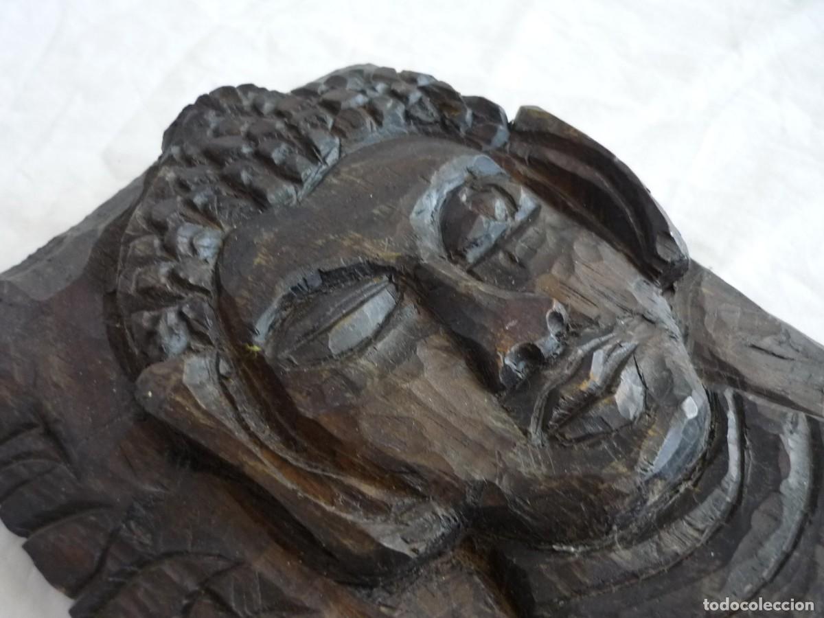 Antig&uuml;edades: Talla rostro de mujer en madera - Foto 3