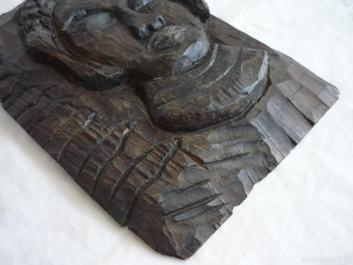 Antig&uuml;edades: Talla rostro de mujer en madera - Foto 4