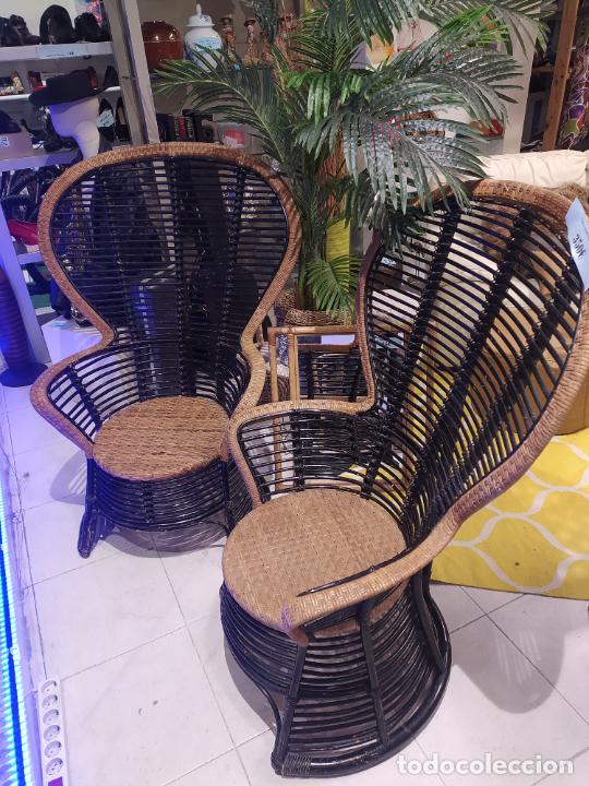 Antig&uuml;edades: Pareja de sillones Emanuelle en bamb&uacute; y rat&aacute;n - Foto 1
