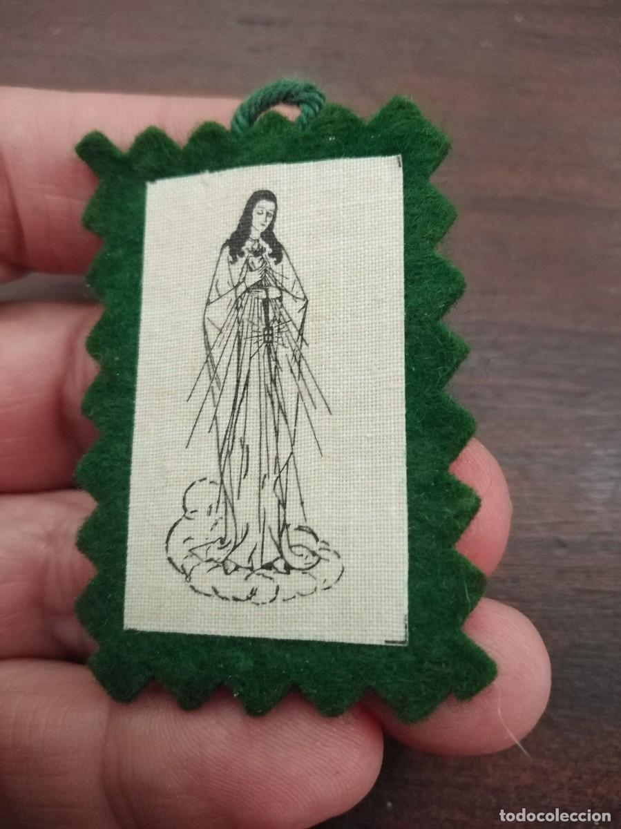 Antig&uuml;edades: Peque&ntilde;o escapulario Inmaculado Coraz&oacute;n de Mar&iacute;a. - Foto 3