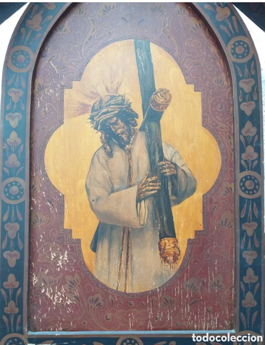 Antig&uuml;edades: Antigua capilla de madera con la imagen del Gran Poder pintado al oleo - Foto 2