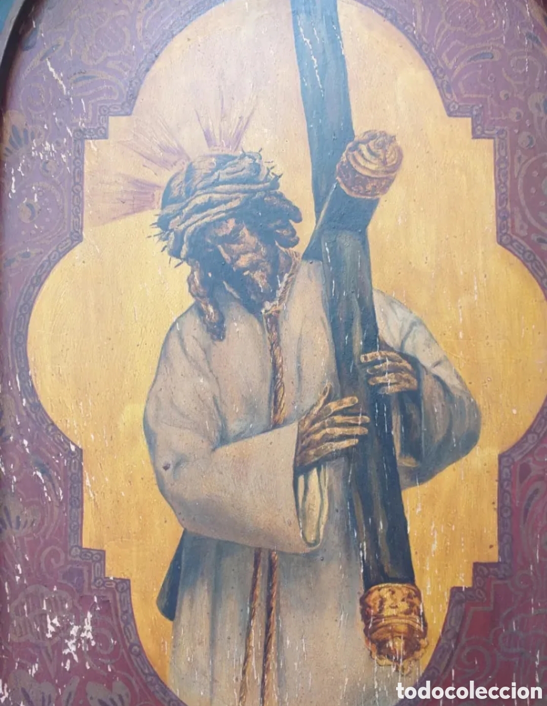 Antig&uuml;edades: Antigua capilla de madera con la imagen del Gran Poder pintado al oleo - Foto 5