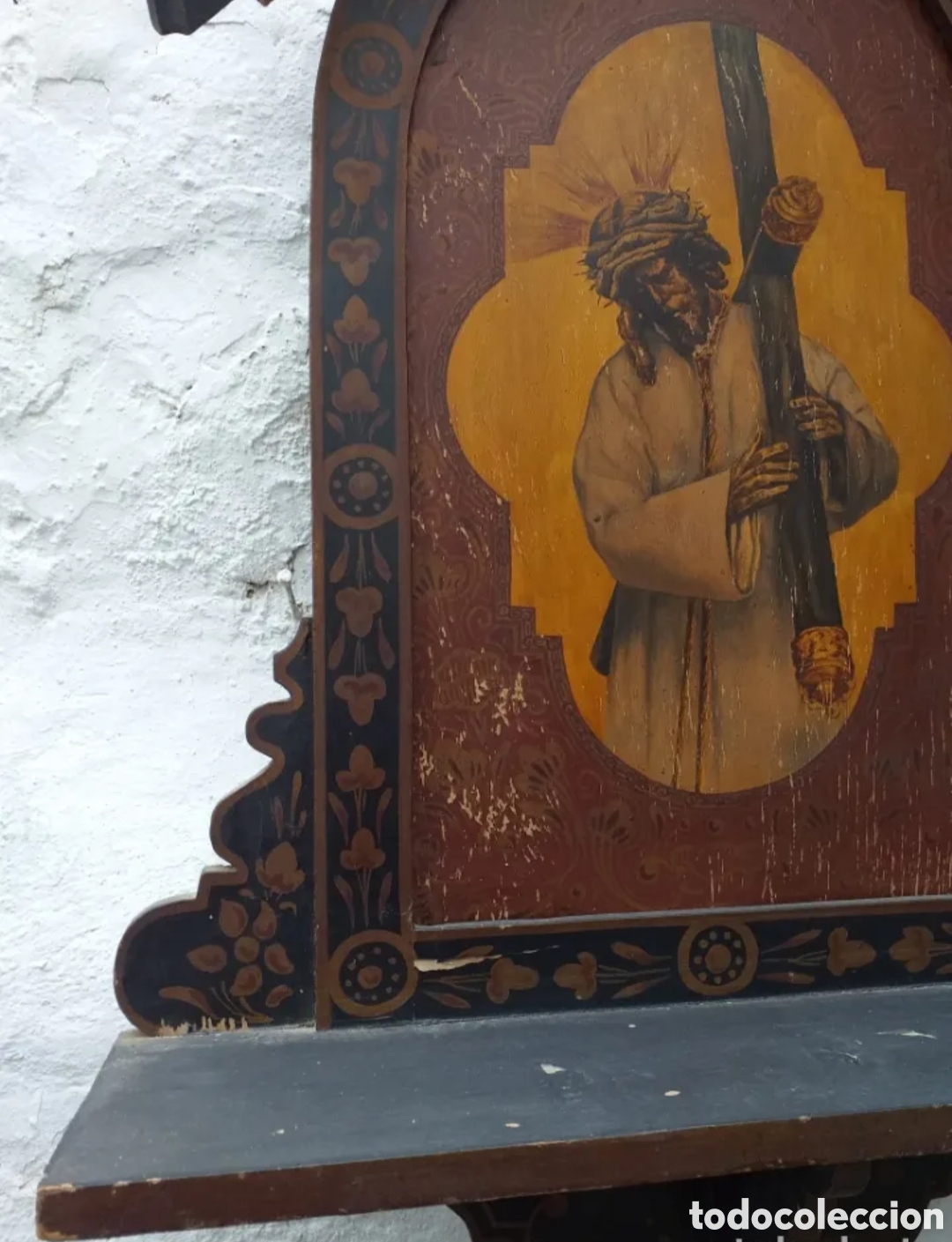 Antig&uuml;edades: Antigua capilla de madera con la imagen del Gran Poder pintado al oleo - Foto 8