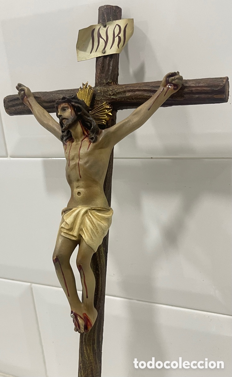 Antig&uuml;edades: ANTIGUO CRUCIFICADO SOBRE BASE DE MADERA - Foto 10