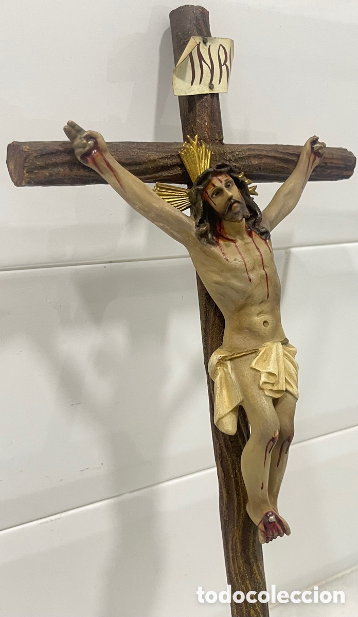 Antig&uuml;edades: ANTIGUO CRUCIFICADO SOBRE BASE DE MADERA - Foto 11