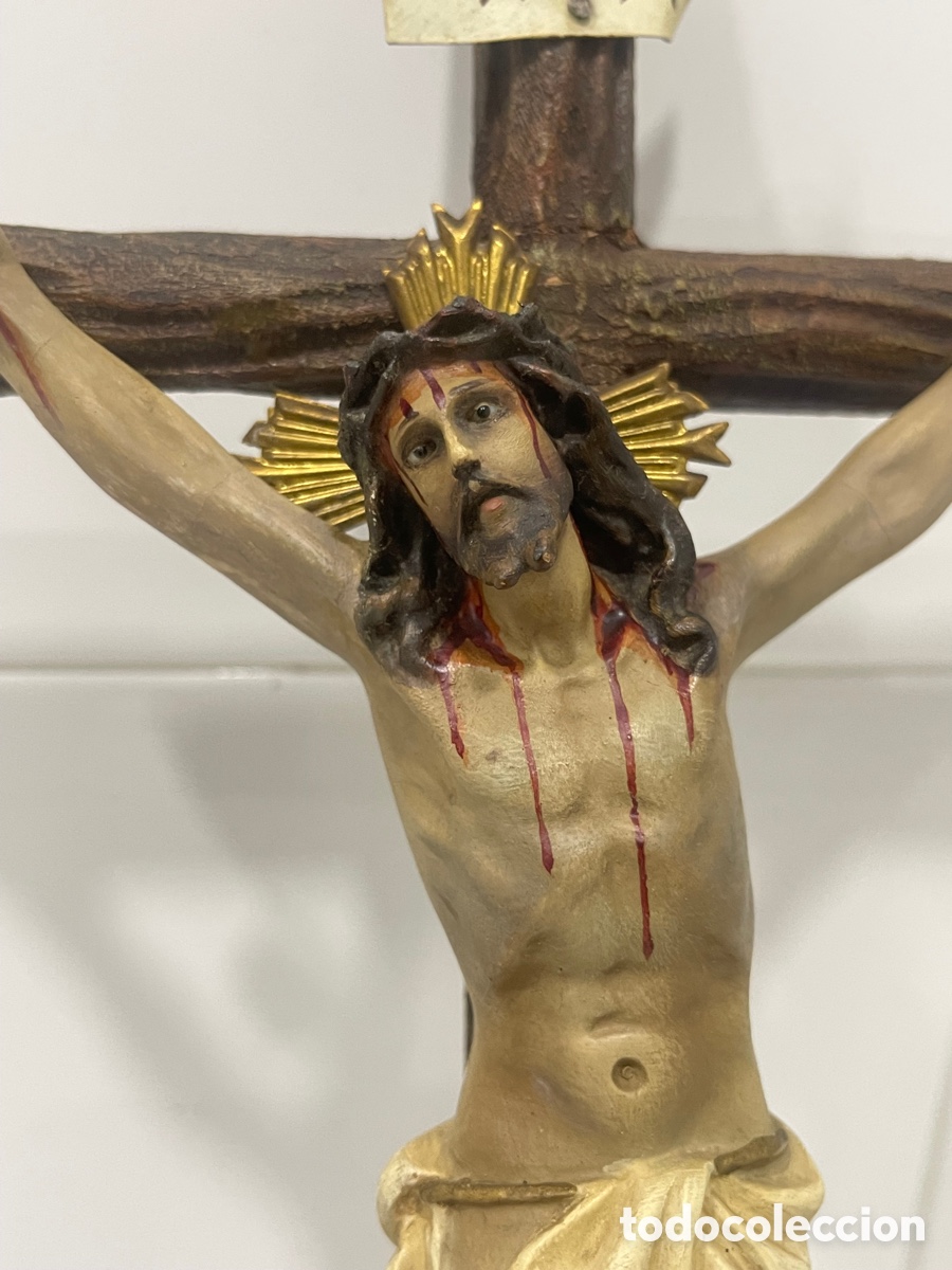 Antig&uuml;edades: ANTIGUO CRUCIFICADO SOBRE BASE DE MADERA - Foto 12