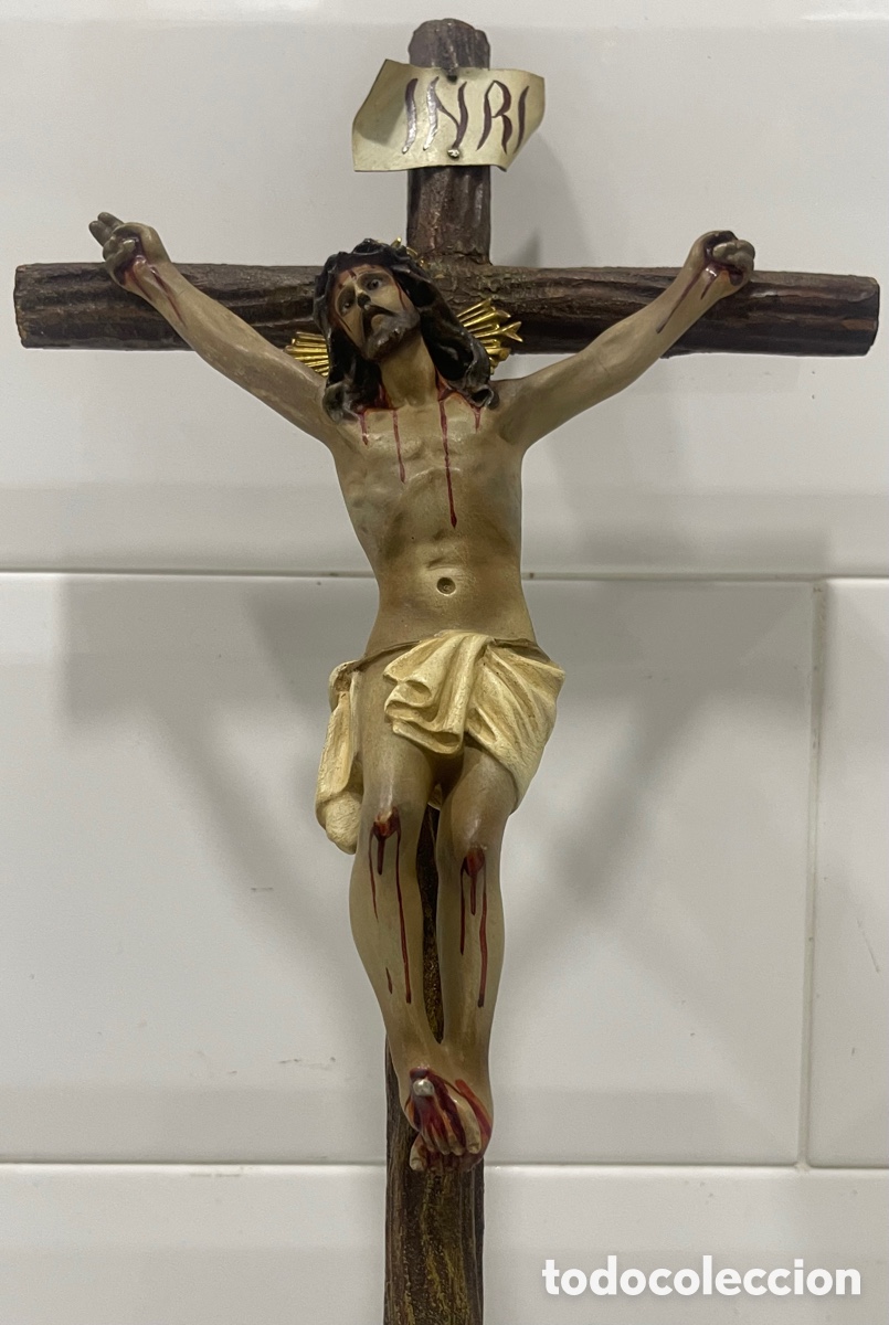 Antig&uuml;edades: ANTIGUO CRUCIFICADO SOBRE BASE DE MADERA - Foto 14