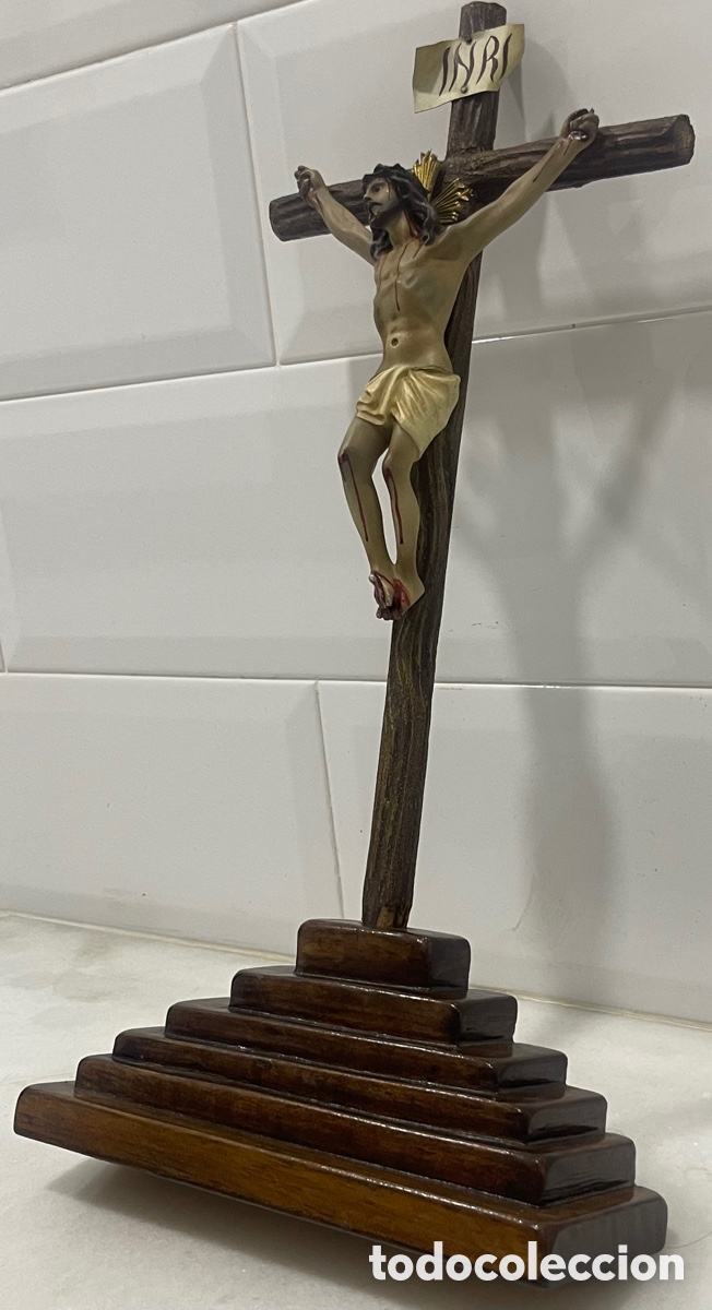 Antig&uuml;edades: ANTIGUO CRUCIFICADO SOBRE BASE DE MADERA - Foto 17