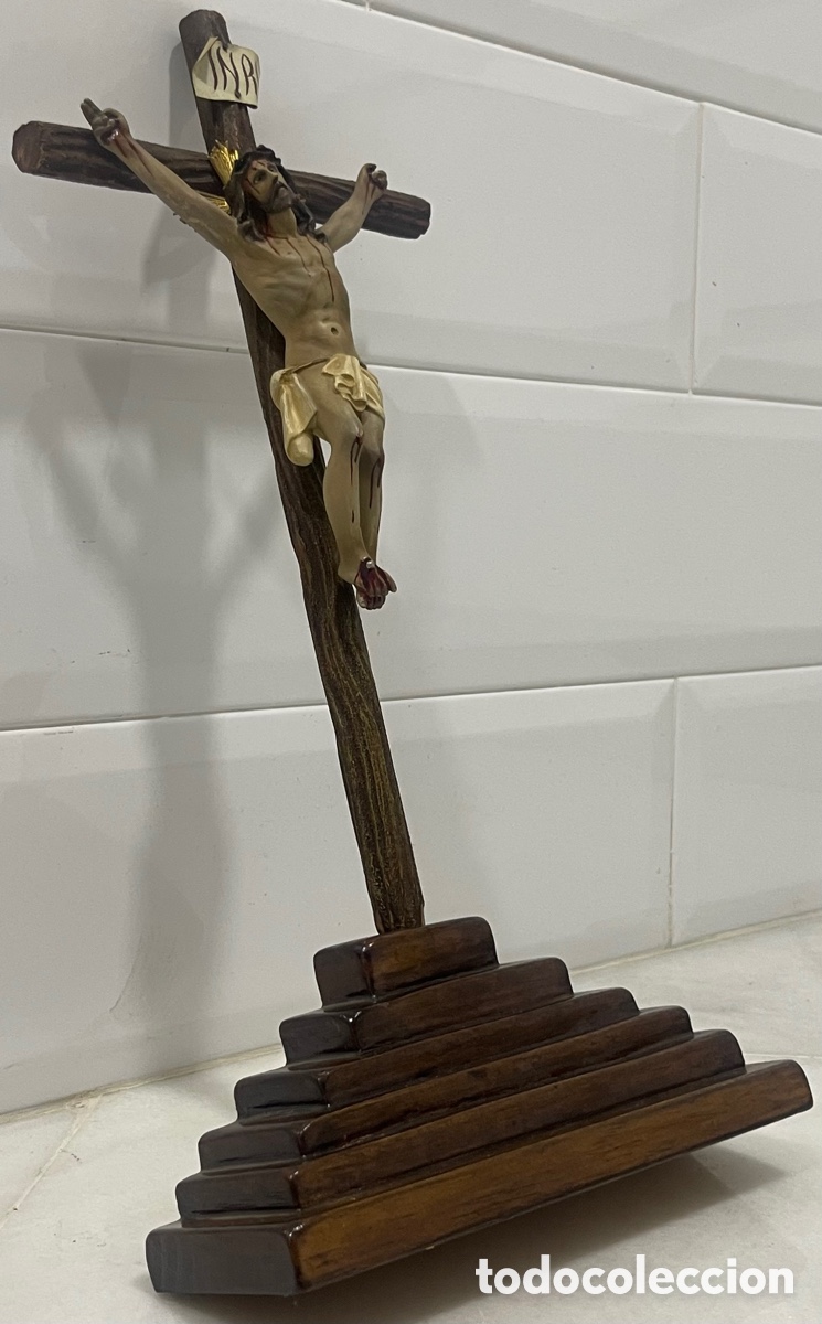 Antig&uuml;edades: ANTIGUO CRUCIFICADO SOBRE BASE DE MADERA - Foto 18