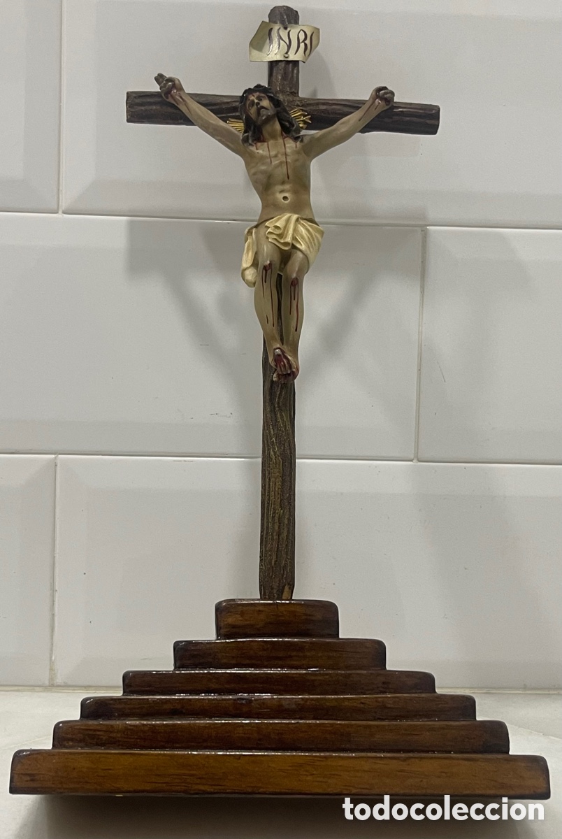 Antig&uuml;edades: ANTIGUO CRUCIFICADO SOBRE BASE DE MADERA - Foto 19