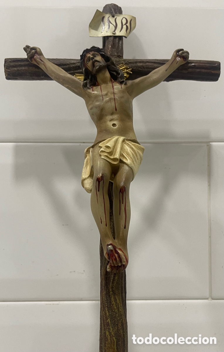 Antig&uuml;edades: ANTIGUO CRUCIFICADO SOBRE BASE DE MADERA - Foto 20