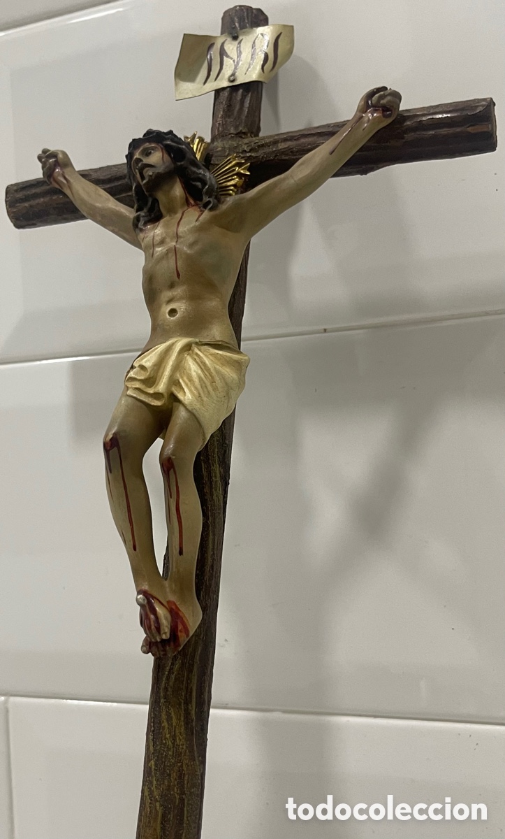 Antig&uuml;edades: ANTIGUO CRUCIFICADO SOBRE BASE DE MADERA - Foto 21