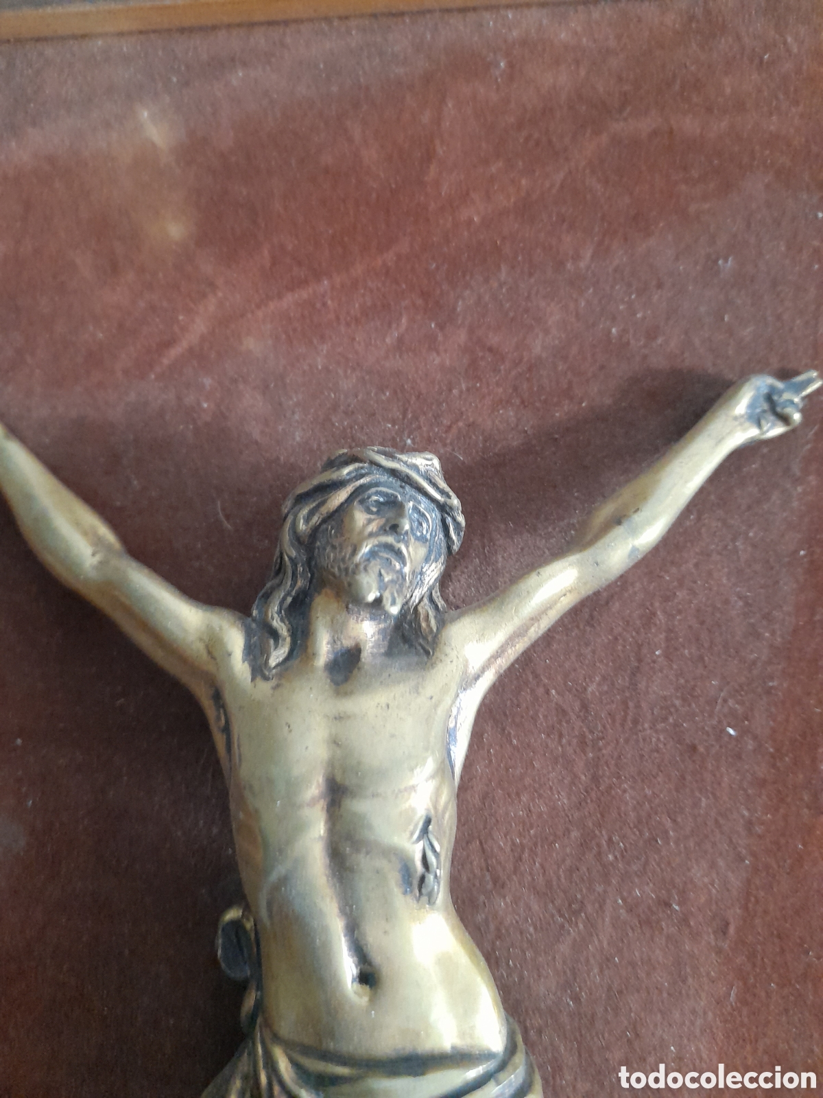 Antig&uuml;edades: Cristo antiguo de bronce enmarcado - Foto 2