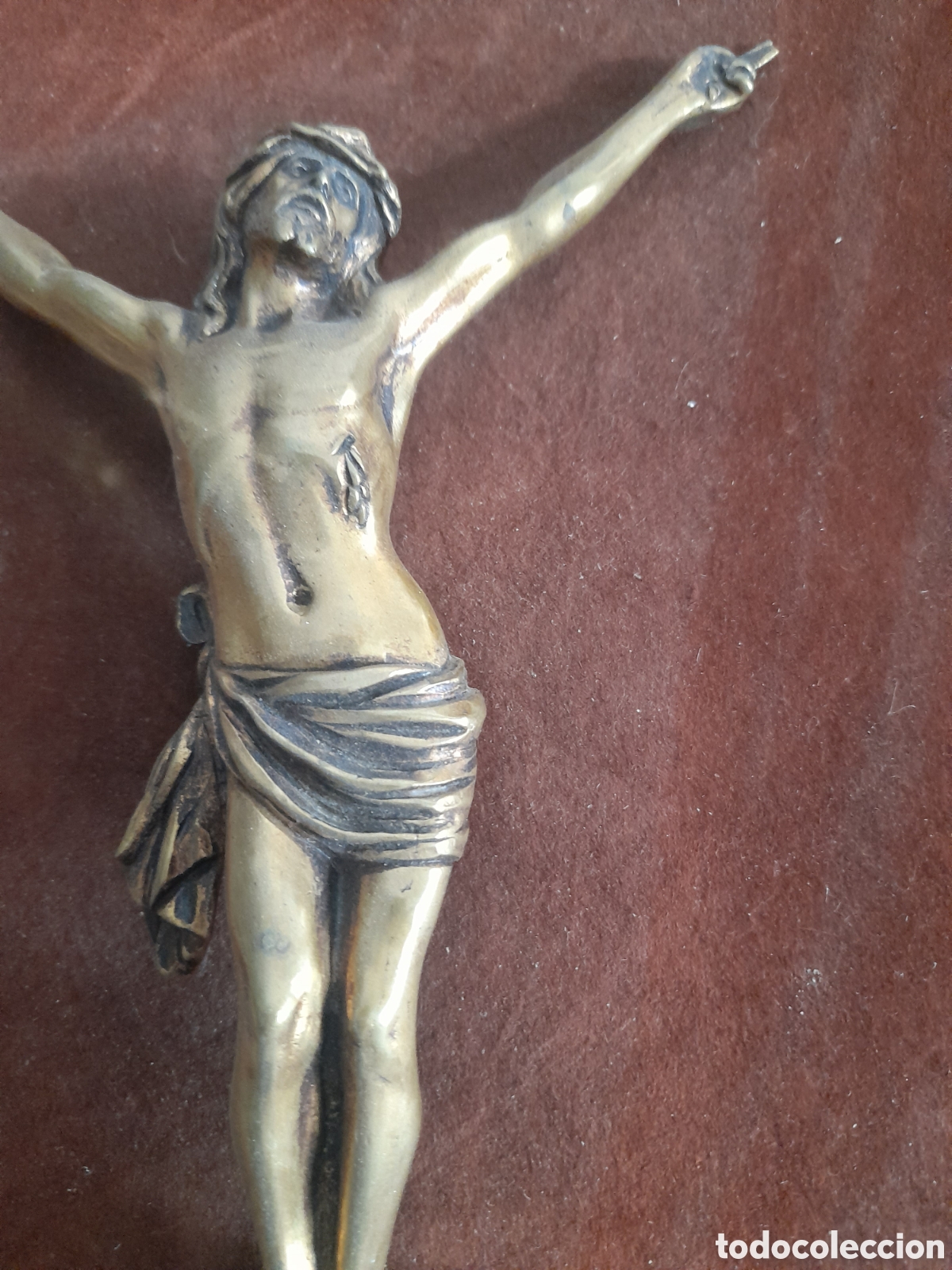 Antig&uuml;edades: Cristo antiguo de bronce enmarcado - Foto 5