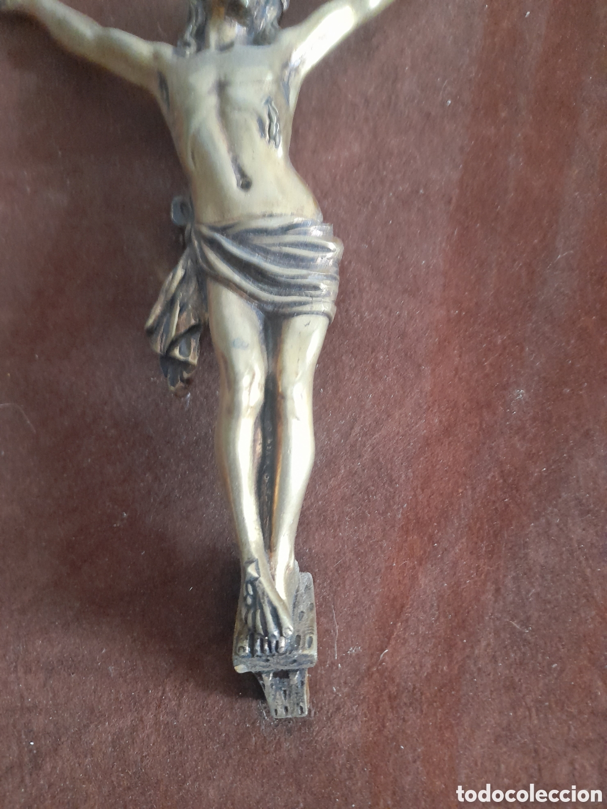 Antig&uuml;edades: Cristo antiguo de bronce enmarcado - Foto 6