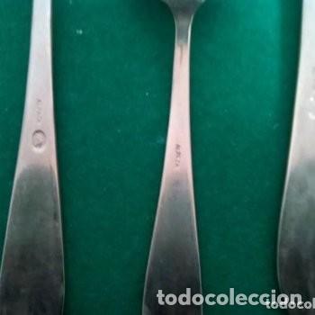 Antig&uuml;edades: B-LOTE DE 8 CUBIERTOS DE ALPACA MARCA GRABADA - Foto 8