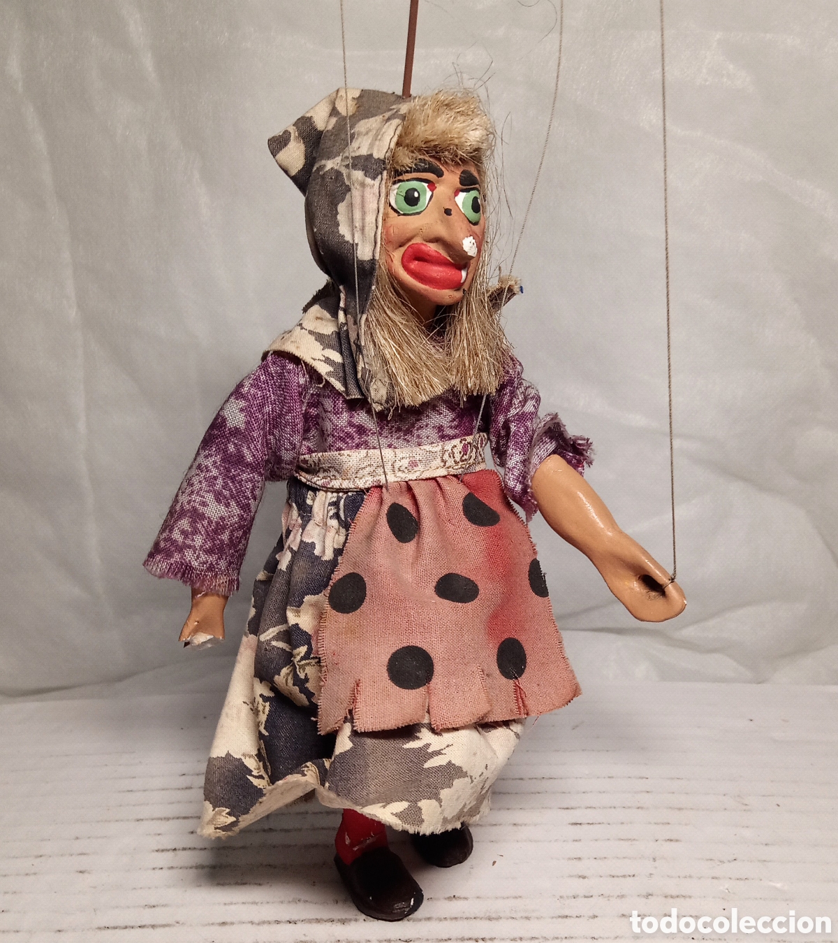 Antiguidades: antigua marioneta o t&iacute;tere de yeso (tiza) Bruja (witch puppet)