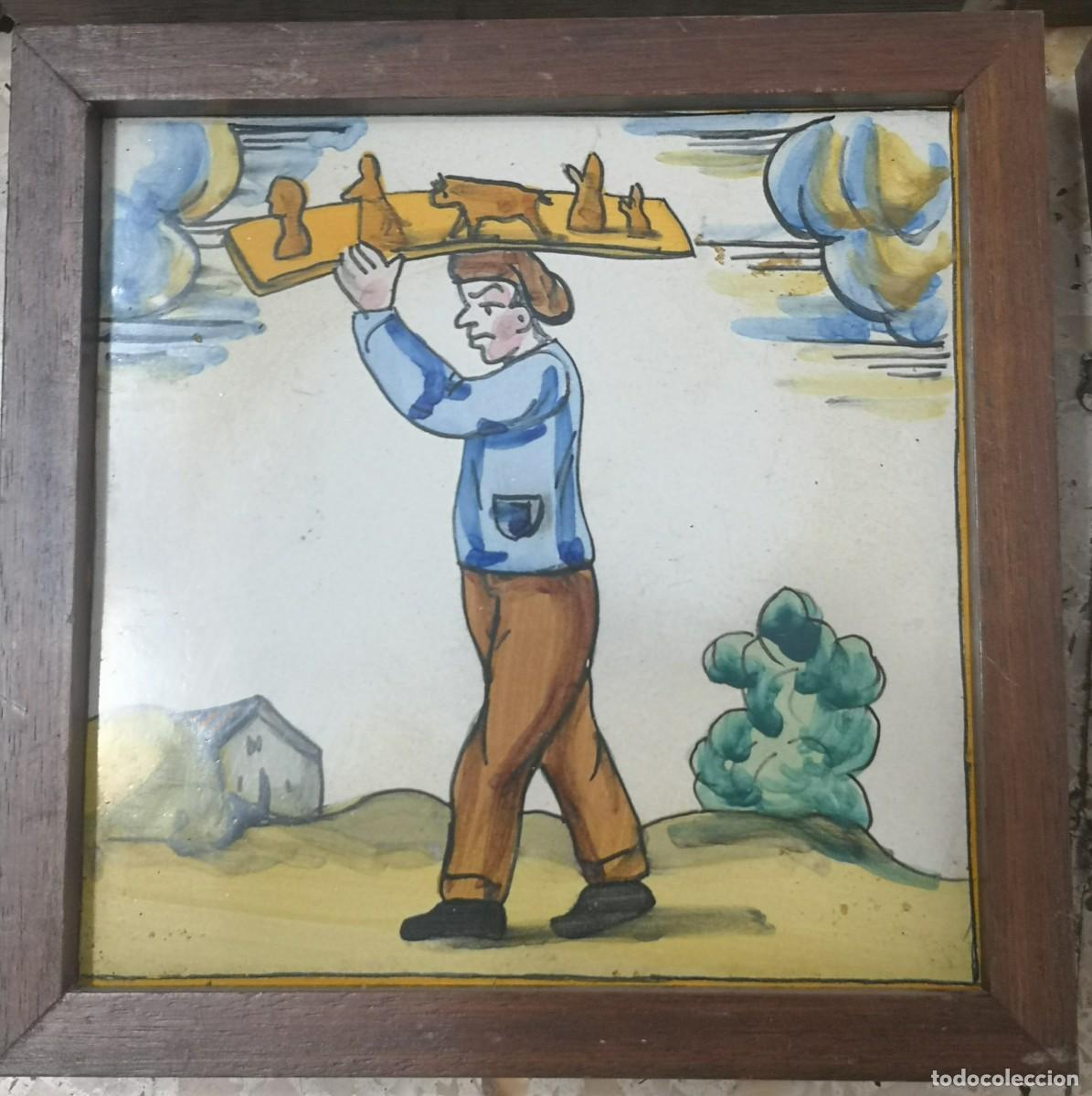 Antig&uuml;edades: 4 Baldosas/azulejos de oficios - Foto 5