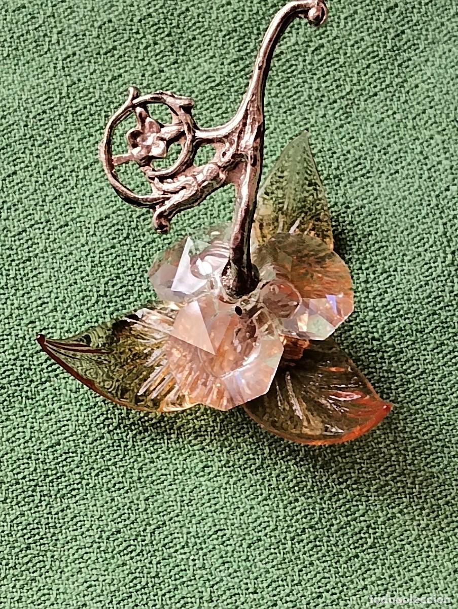 Antig&uuml;edades: Flor de coleccion de cristal y plata - Foto 4