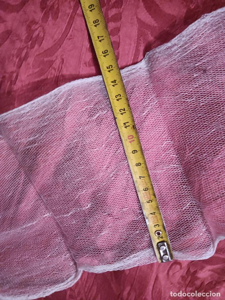 Antig&uuml;edades: Gasa / pa&ntilde;uelo antiguo blanco transparente largo rectangular - Foto 6
