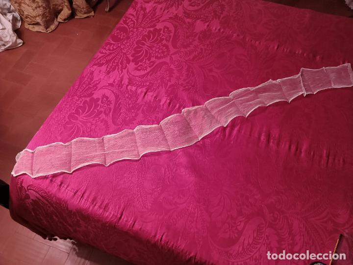 Antig&uuml;edades: Gasa / pa&ntilde;uelo antiguo blanco transparente largo rectangular - Foto 1