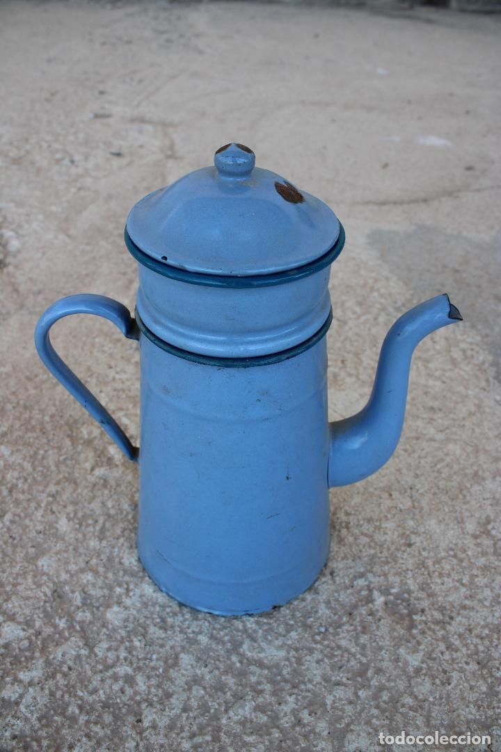 Antig&uuml;edades: cafetera azul esmaltada - Foto 4