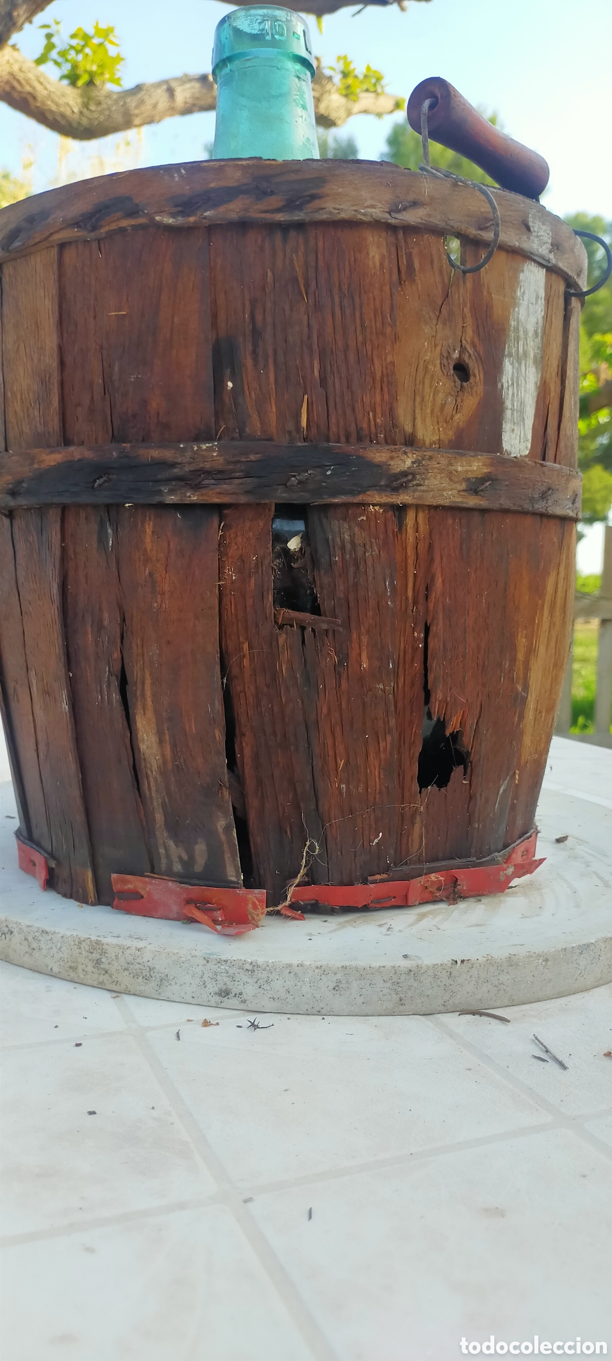 Antig&uuml;edades: Garrafa Viresa 10 litros recubierta de madera - Foto 4