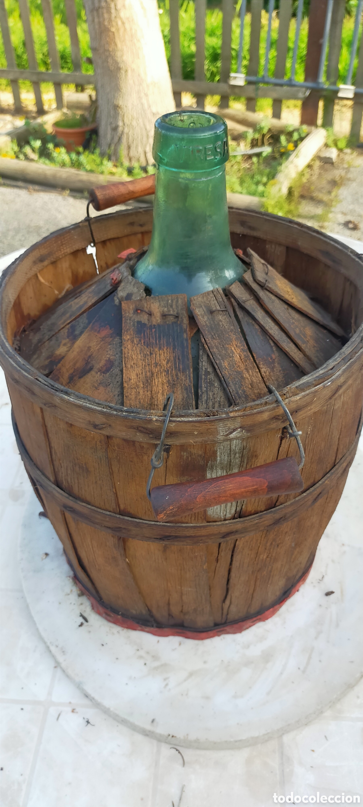 Antig&uuml;edades: Garrafa Viresa 10 litros recubierta de madera - Foto 7
