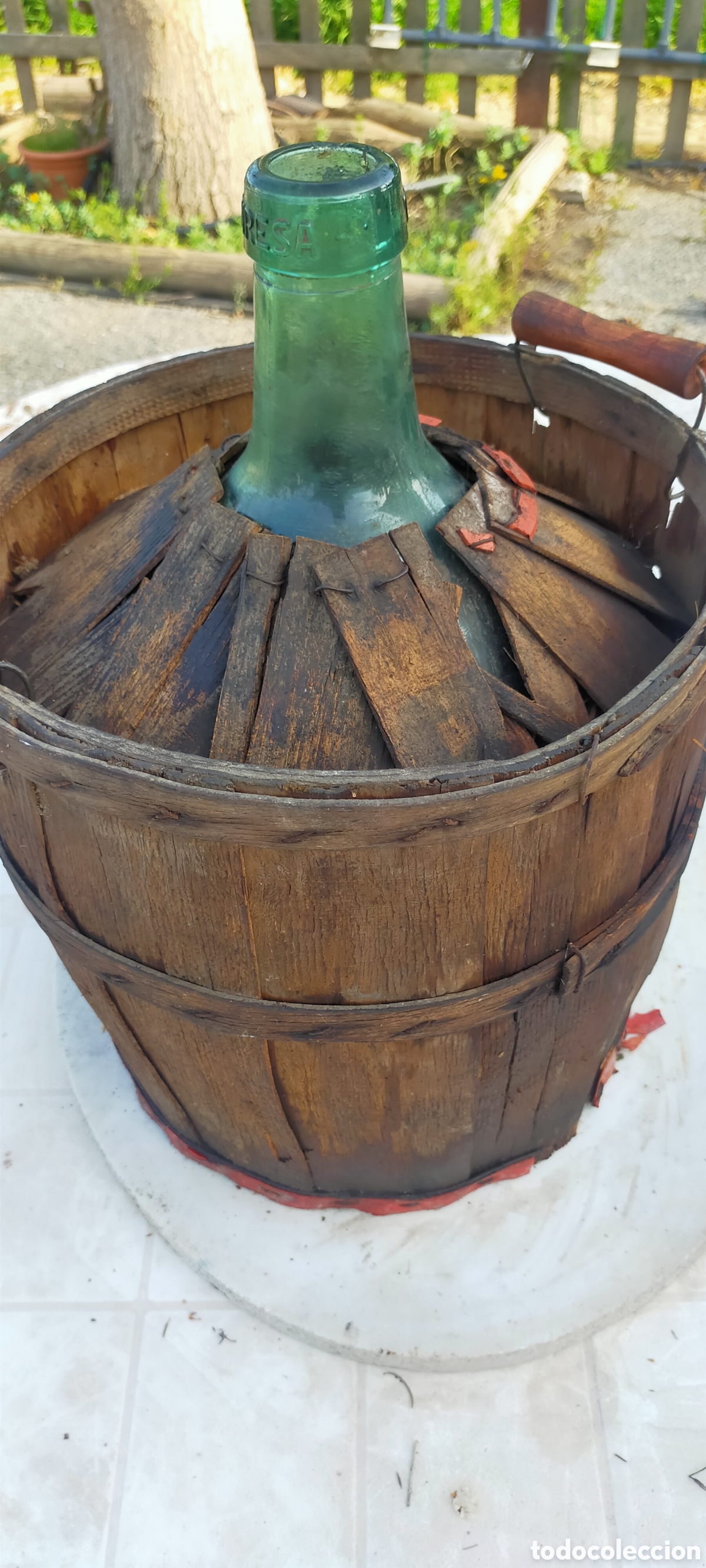 Antig&uuml;edades: Garrafa Viresa 10 litros recubierta de madera - Foto 8